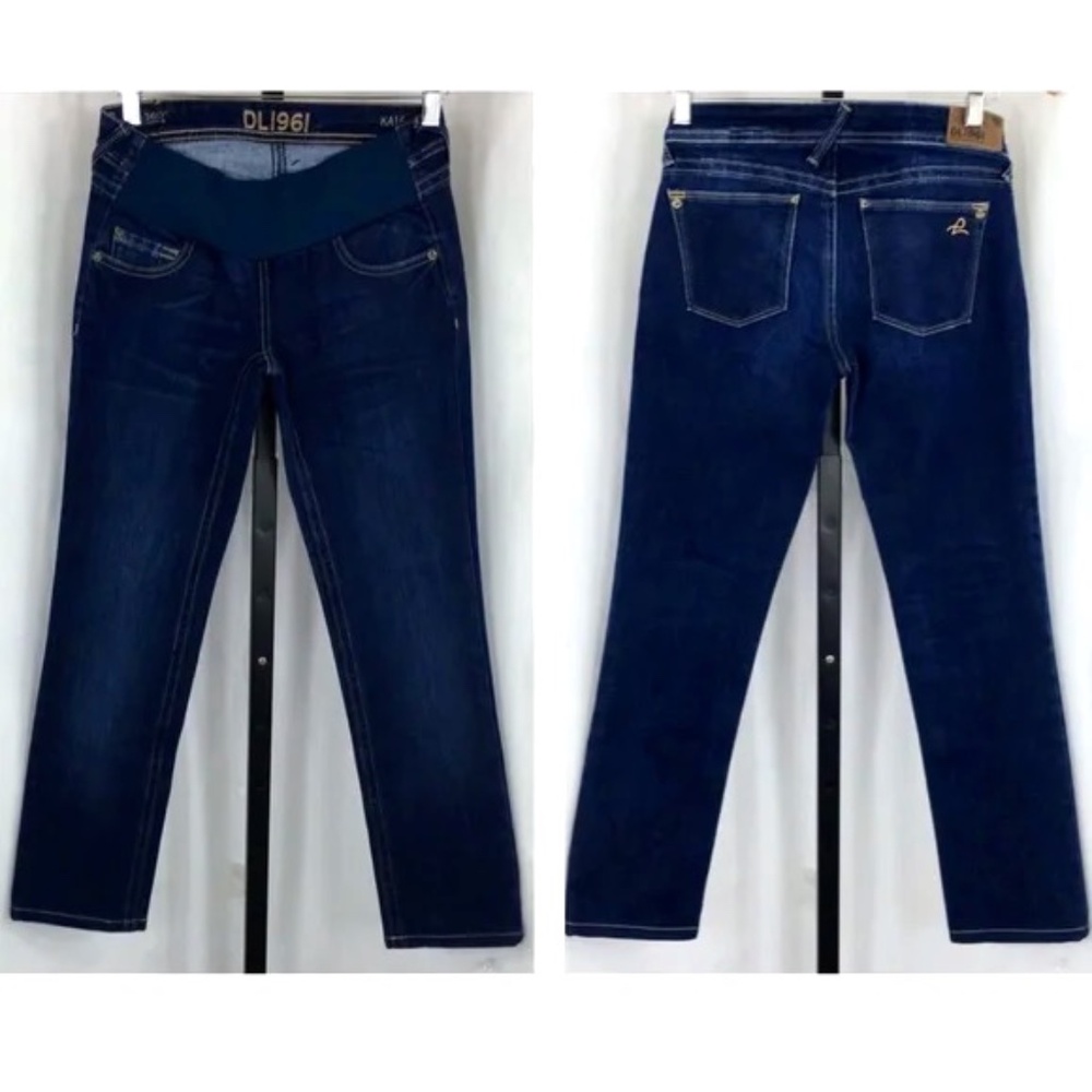 DL1961 Maternity Jeans Blue Denim Comfy Straight Leg Kate Mid Rise Sz 26 x 27